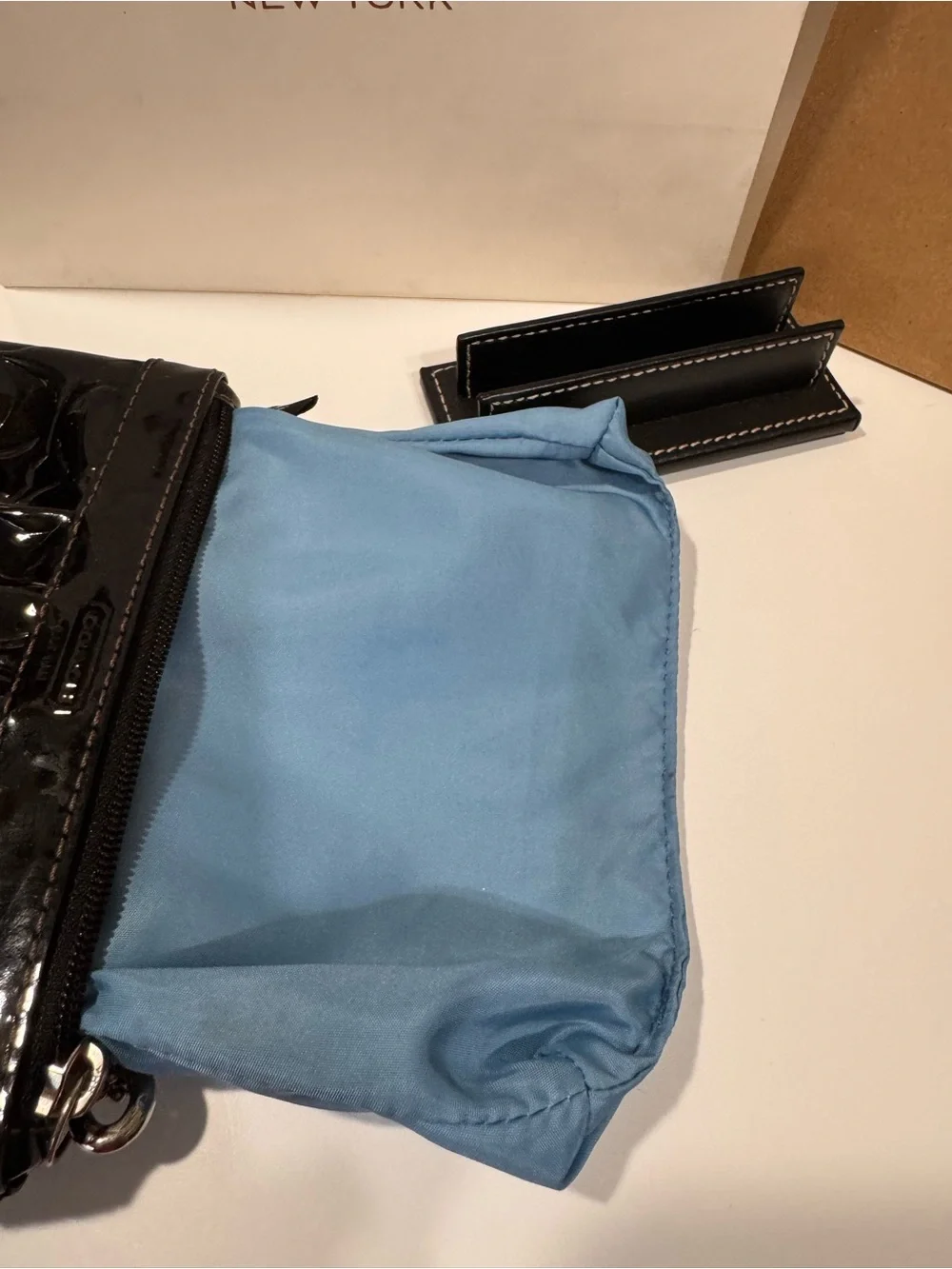 Coach Black Pleated Fabric & Patent Leather Wristlet Duo - Picture 13 of 15
